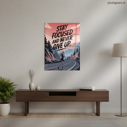Stay Focused And Never Give Up Metal Poster | Aesthetic Pop Art Wall Decor & Painting