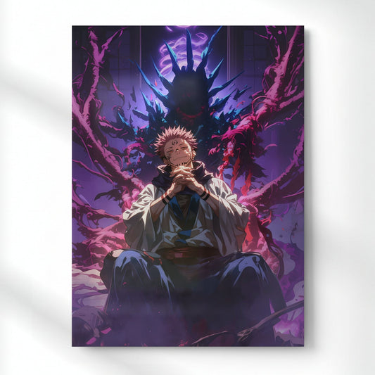 Sukuna: The Cursed Throne Metal Poster | Aesthetic Pop Art Wall Decor & Painting