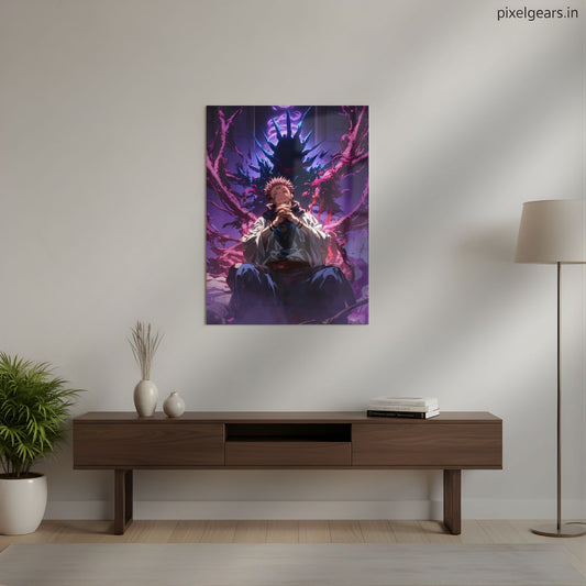 Sukuna: The Cursed Throne Metal Poster | Aesthetic Pop Art Wall Decor & Painting