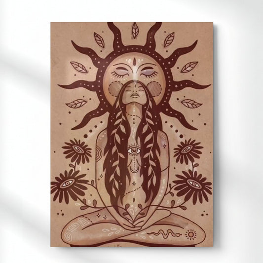Sun Meditation Metal Poster | Aesthetic Pop Art Wall Decor & Painting
