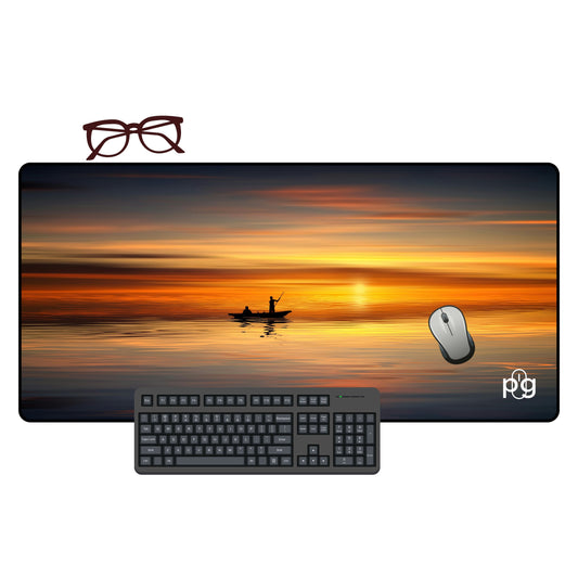 Sunset With A Boat And Sailor - XXL and XXXXL Mouse Pad - PixelGears