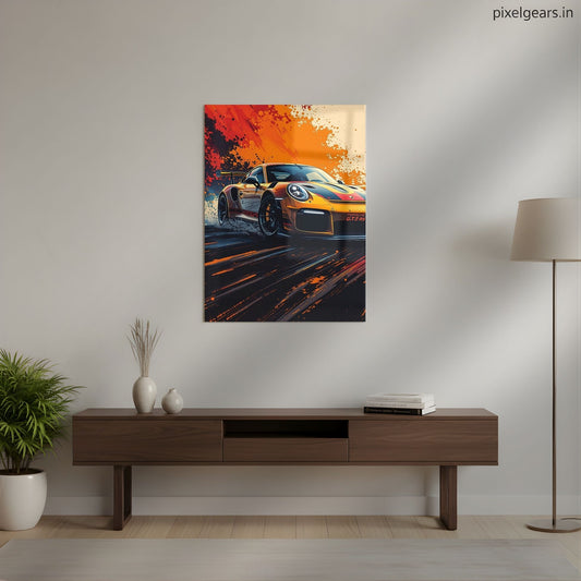 The Brushstroke Racer Metal Poster | Aesthetic Pop Art Wall Decor & Painting