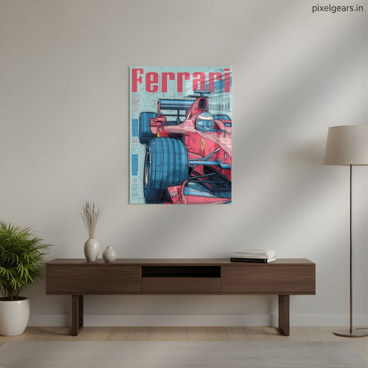 The Ferrari blueprint Print Metal Poster | Aesthetic Pop Art Wall Decor & Painting