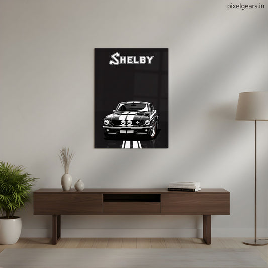 The Iconic White Stripe Shelby GT500 Metal Poster | Aesthetic Pop Art Wall Decor & Painting
