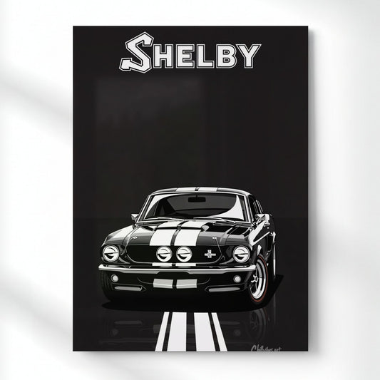 The Iconic White Stripe Shelby GT500 Metal Poster | Aesthetic Pop Art Wall Decor & Painting