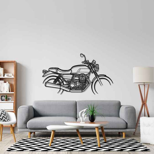 V7 Stone Metal Wall Art Bike Silhouettes | Wall Decor | Gift For Men - Pixelgears