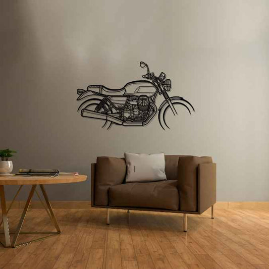 V7 Stone Metal Wall Art Bike Silhouettes | Wall Decor | Gift For Men - Pixelgears