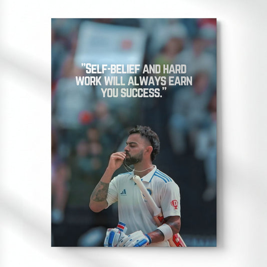Virat Kohli Success Mantra Metal Poster | Aesthetic Pop Art Wall Decor & Painting