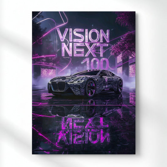Vision Next: Neon Future Metal Poster | Aesthetic Pop Art Wall Decor & Painting