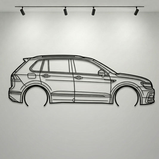 Volkswagen Tiguan R-Line Metal Wall Art Car Silhouette | Personalized Car Gift For Men - PixelGears