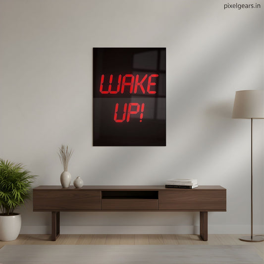 Wake Up – Red Alert Mode Quote Metal Poster | Aesthetic Pop Art Wall Decor & Painting
