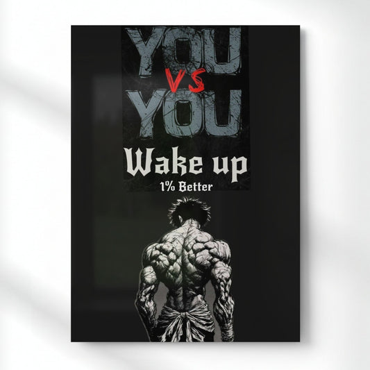 You vs You – The 1% Better Grind Quote Metal Poster | Aesthetic Pop Art Wall Decor & Painting