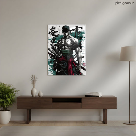 Zoro The Scarred Swordsman Metal Poster | Aesthetic Pop Art Wall Decor & Painting
