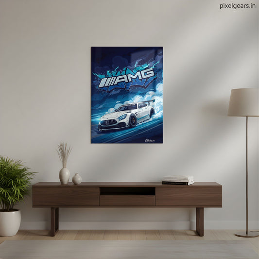 Mercedes Speed Art Metal Poster | Aesthetic Pop Art Wall Decor & Painting