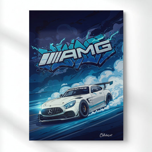 Mercedes Speed Art Metal Poster | Aesthetic Pop Art Wall Decor & Painting