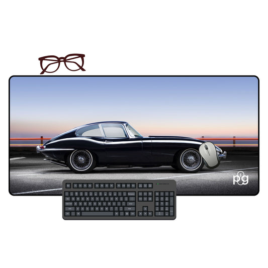 Jaquar E-Type Black Vintage Sports Car - XXL and XXXXL Mouse Pad - PixelGears